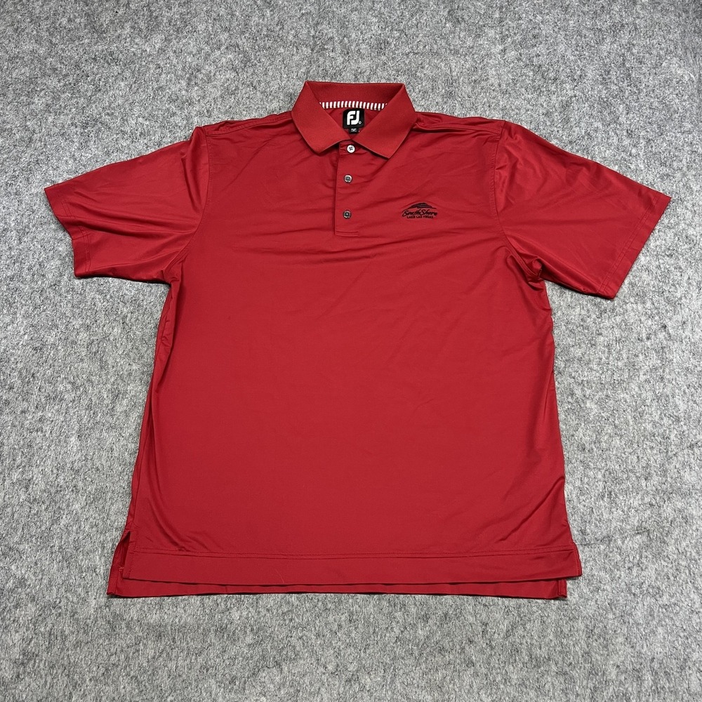 FootJoy Polo Shirt Mens Large Red SouthShore Lake Las Vegas Performance Golf